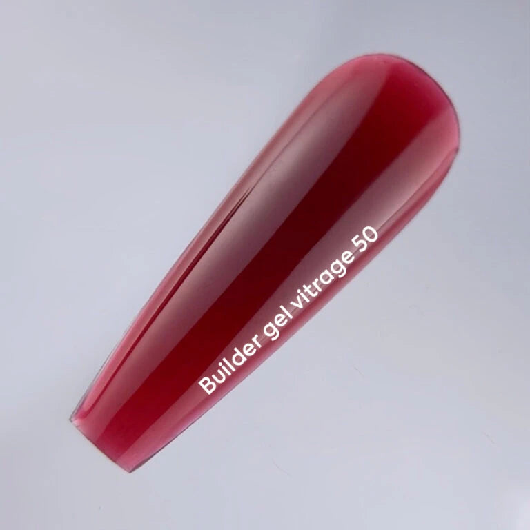 NAILSOFTHEDAY Builder gel 50 vitrage — червоний вітражний гель для нарощування нігтів, 15 мл