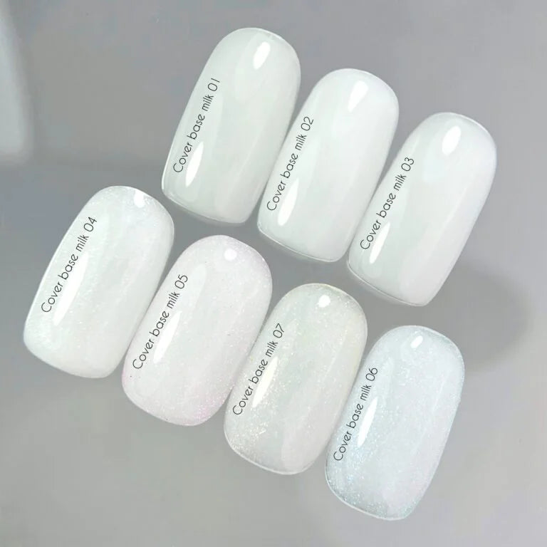 Nailsoftheday Cover base milk 07 shimmer — молочне напівпрозоре з золотим шиммером базове покриття для нігтів, 10 мл