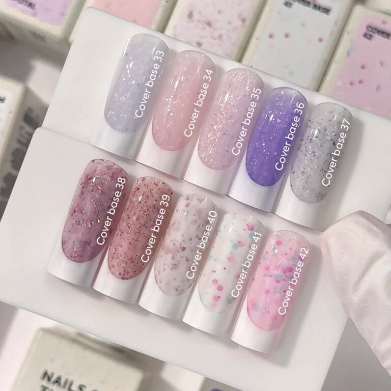 NAILSOFTHEDAY Cover basе 35 potal — ніжно-рожеве з голографічною поталлю базове покриття для нігтів, 10 мл