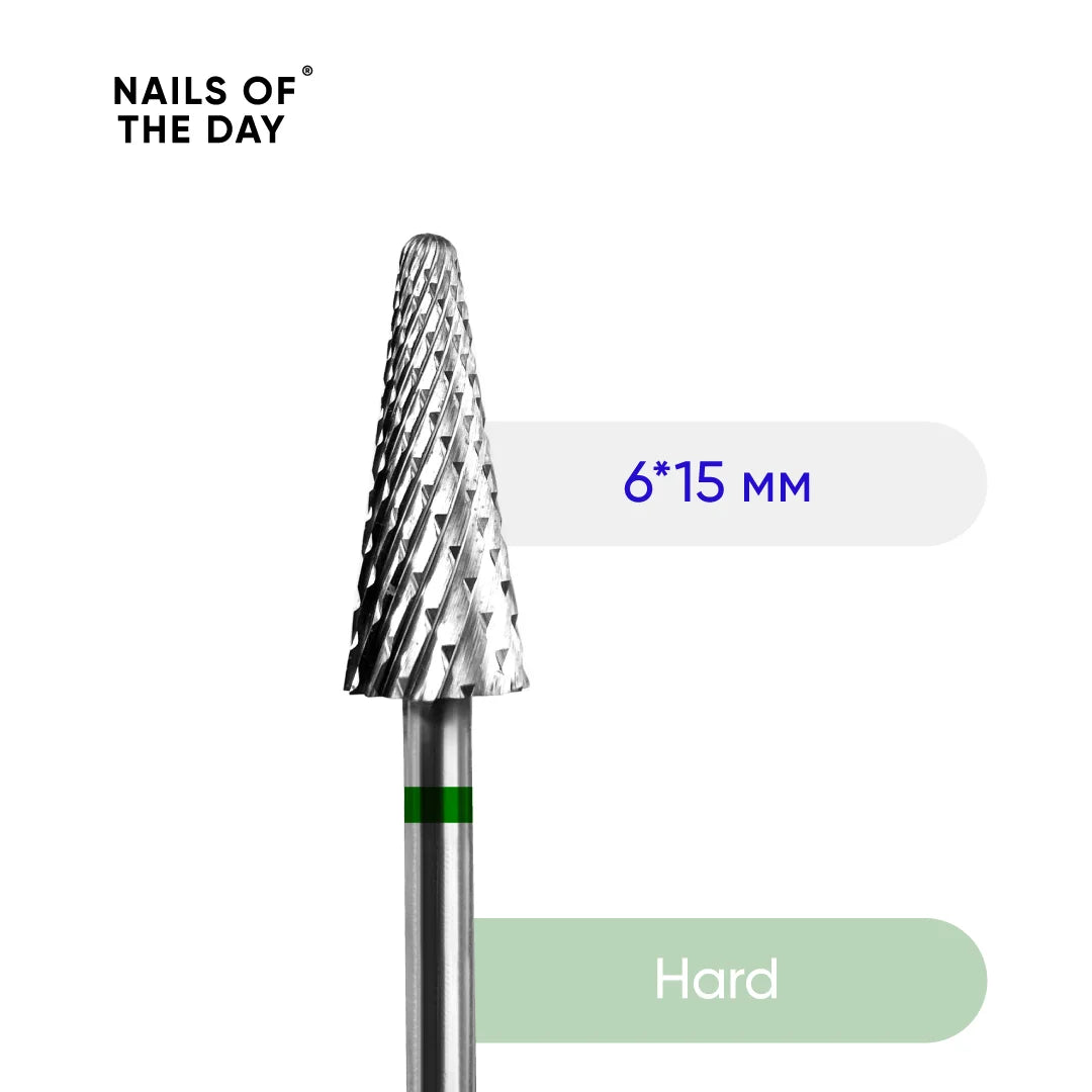 NAILSOFTHEDAY Carbide burr cone 6*15 mm,  green