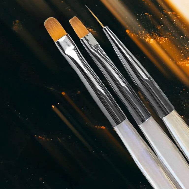 NAILSOFTHENIGHT Nail Art Brush, квадрат зі зручною прозорою ручкою з переливаючим ефектом