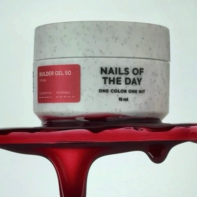 NAILSOFTHEDAY Builder gel 50 vitrage — червоний вітражний гель для нарощування нігтів, 15 мл