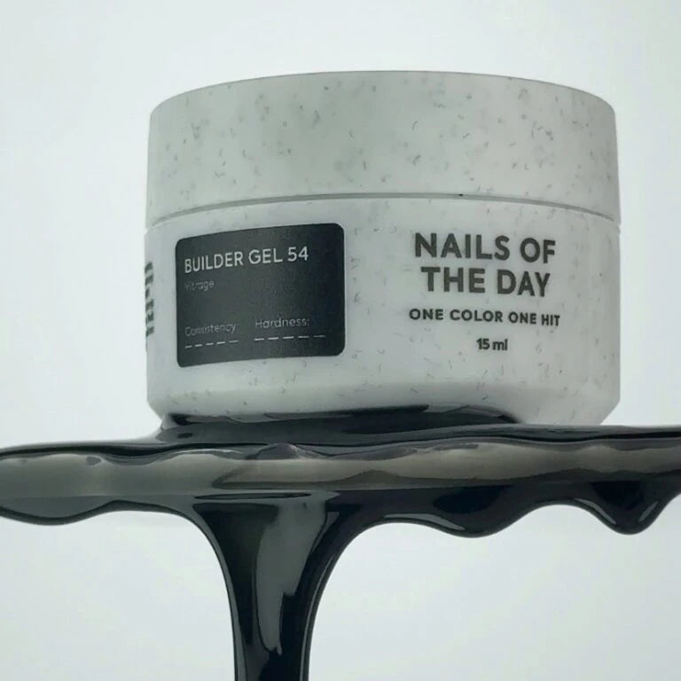 NAILSOFTHEDAY Builder gel 54 vitrage — чорний вітражний гель для нарощування нігтів, 15 мл