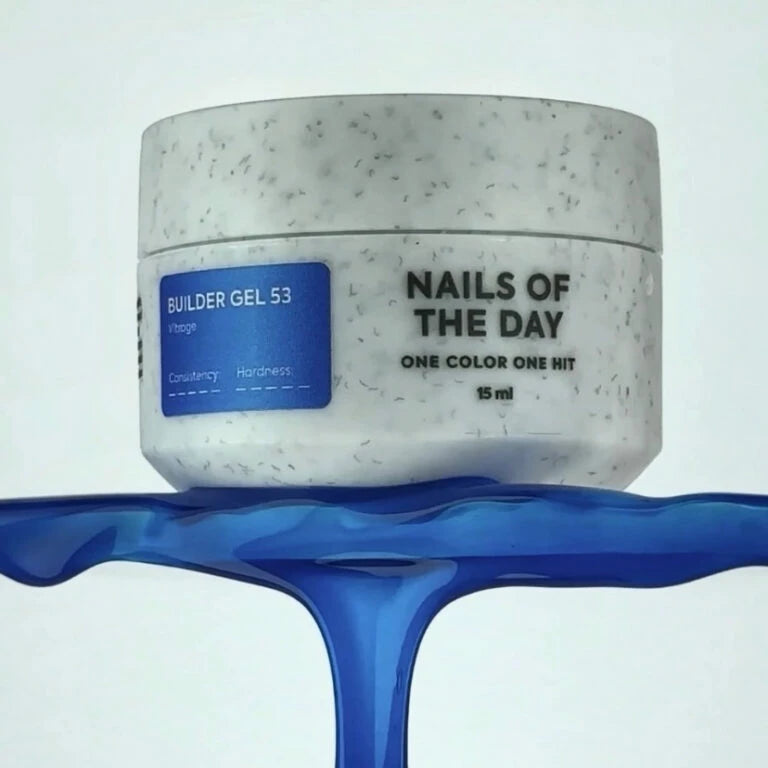 NAILSOFTHEDAY Builder gel 53 vitrage — синій ний вітражний гель для нарощування нігтів, 15 мл