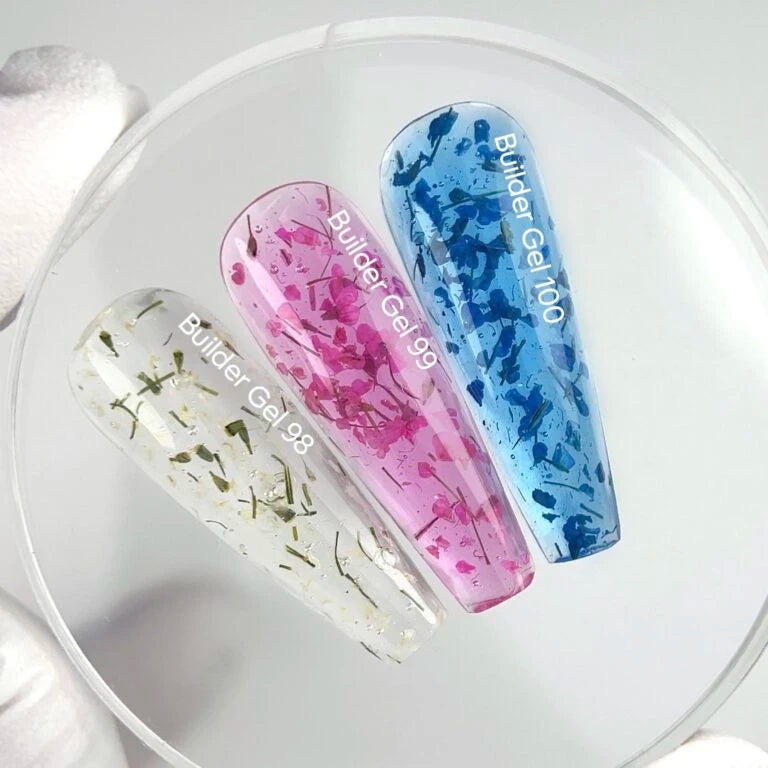 NAILSOFTHEDAY Builder gel 100 — блакитний з сухоцвітами гель для нарощування нігтів, 15 мл