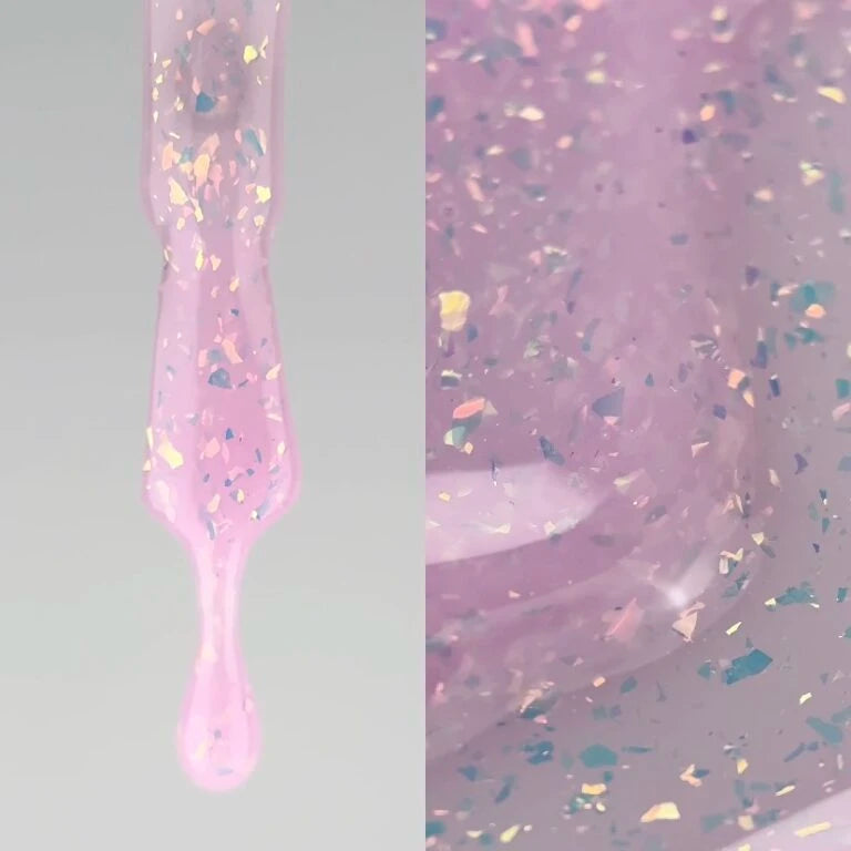 NAILSOFTHEDAY Cover basе 35 potal — ніжно-рожеве з голографічною поталлю базове покриття для нігтів, 10 мл