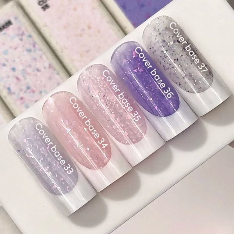 NAILSOFTHEDAY Cover basе 35 potal — ніжно-рожеве з голографічною поталлю базове покриття для нігтів, 10 мл