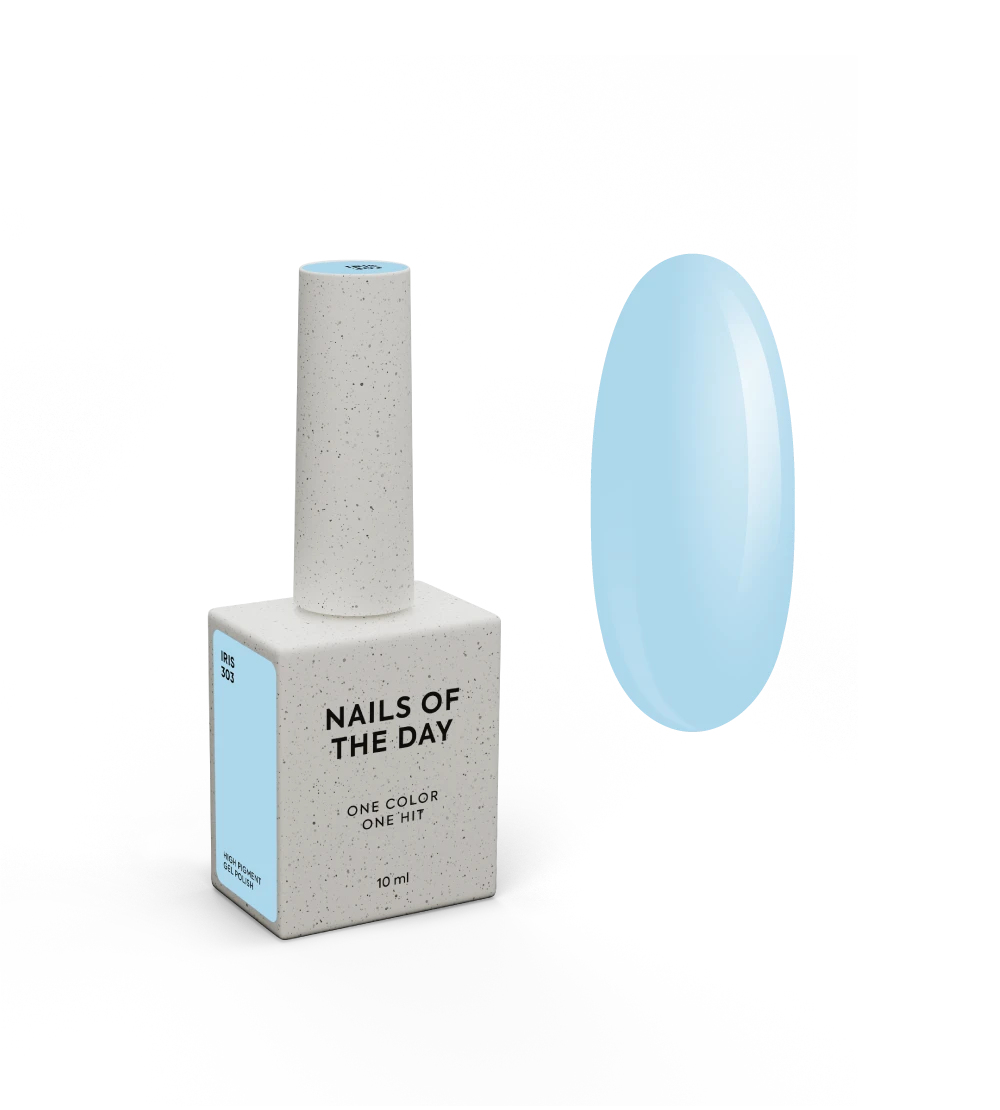 NAILSOFTHEDAY Gel Polish Iris303 — небесно-блакитний гель–лак для нігтів, що перекриває в один шар, 10 мл