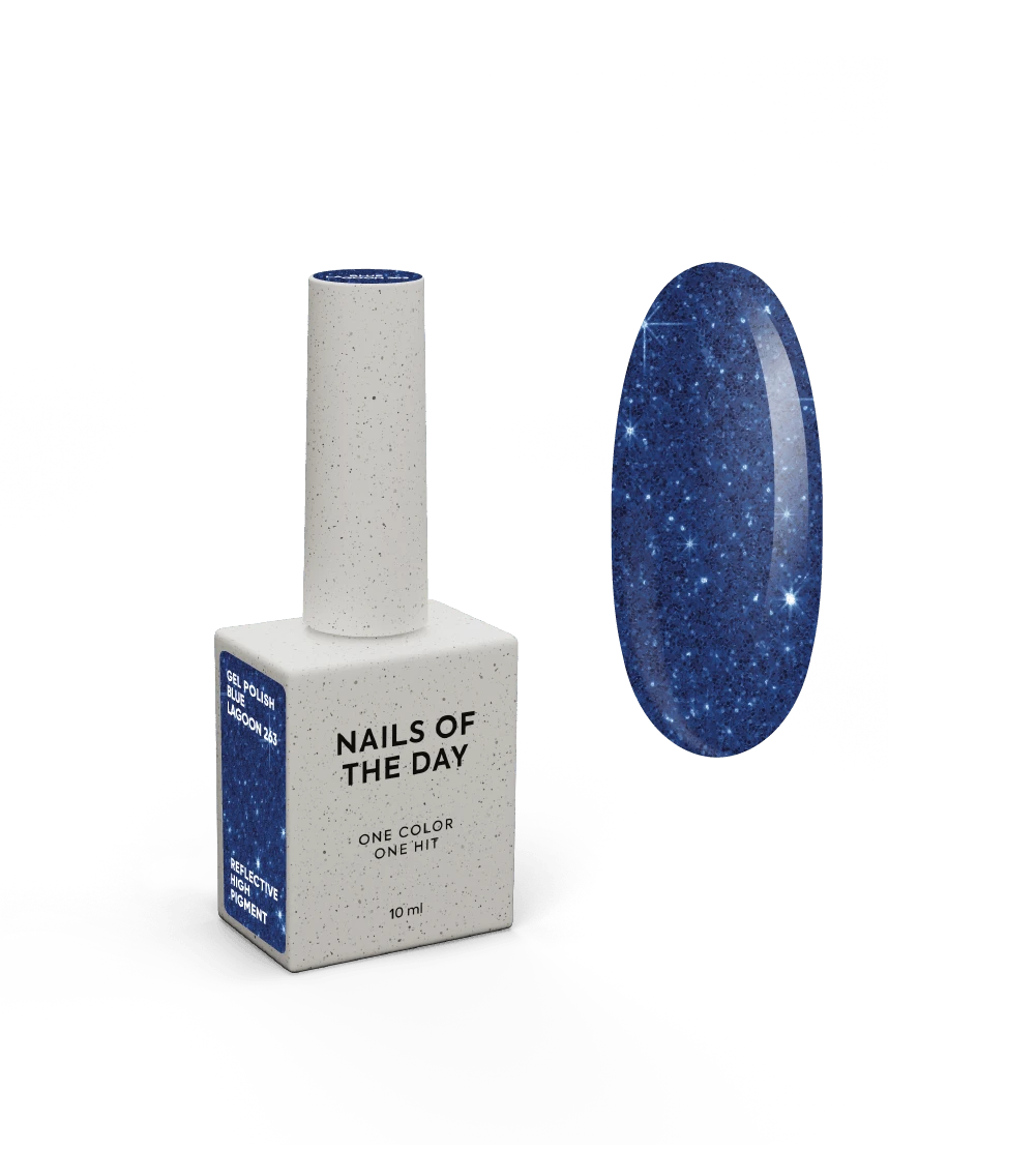 NAILSOFTHEDAY Gel polish Blue Lagoon — блакитний світловідбиваючий гель–лак для нігтів, 10 мл