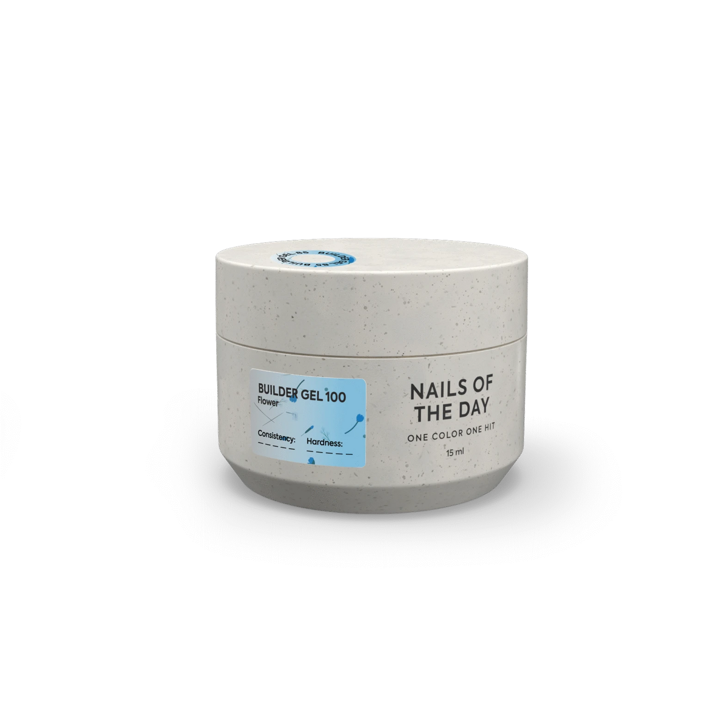 NAILSOFTHEDAY Builder gel 100 — блакитний з сухоцвітами гель для нарощування нігтів, 15 мл