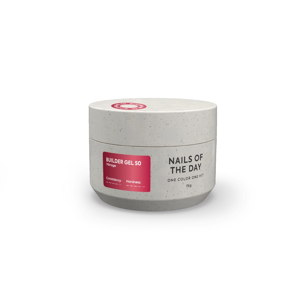 NAILSOFTHEDAY Builder gel 50 vitrage — червоний вітражний гель для нарощування нігтів, 15 мл