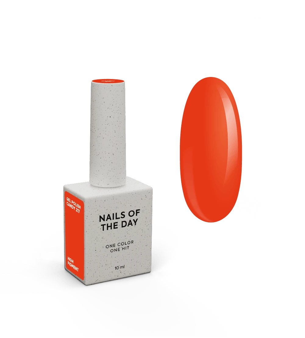 NAILSOFTHEDAY Gel Polish Candy — яскраво-насичений кораловий гель-лак, що перекривається в один шар, 10 мл