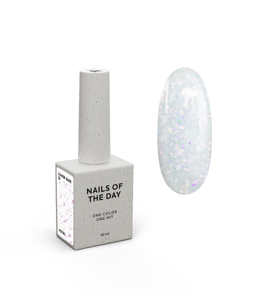NAILSOFTHEDAY Cover basе 33 potal — легке молочне з голографічною поталлю базове покриття для нігтів, 10 мл