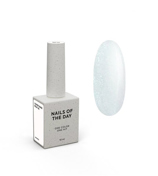 Nailsoftheday Cover base milk 06 shimmer — молочне напівпрозоре з блакитним шиммером базове покриття для нігтів, 10 мл