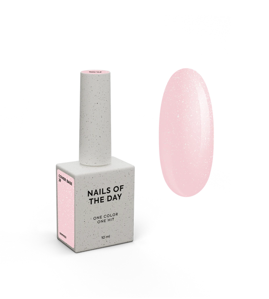 Nailsoftheday Cover base 29 shimmer — напівпрозоре ніжно-нюдове зі срібним шиммером базове покриття для нігтів, 10 мл