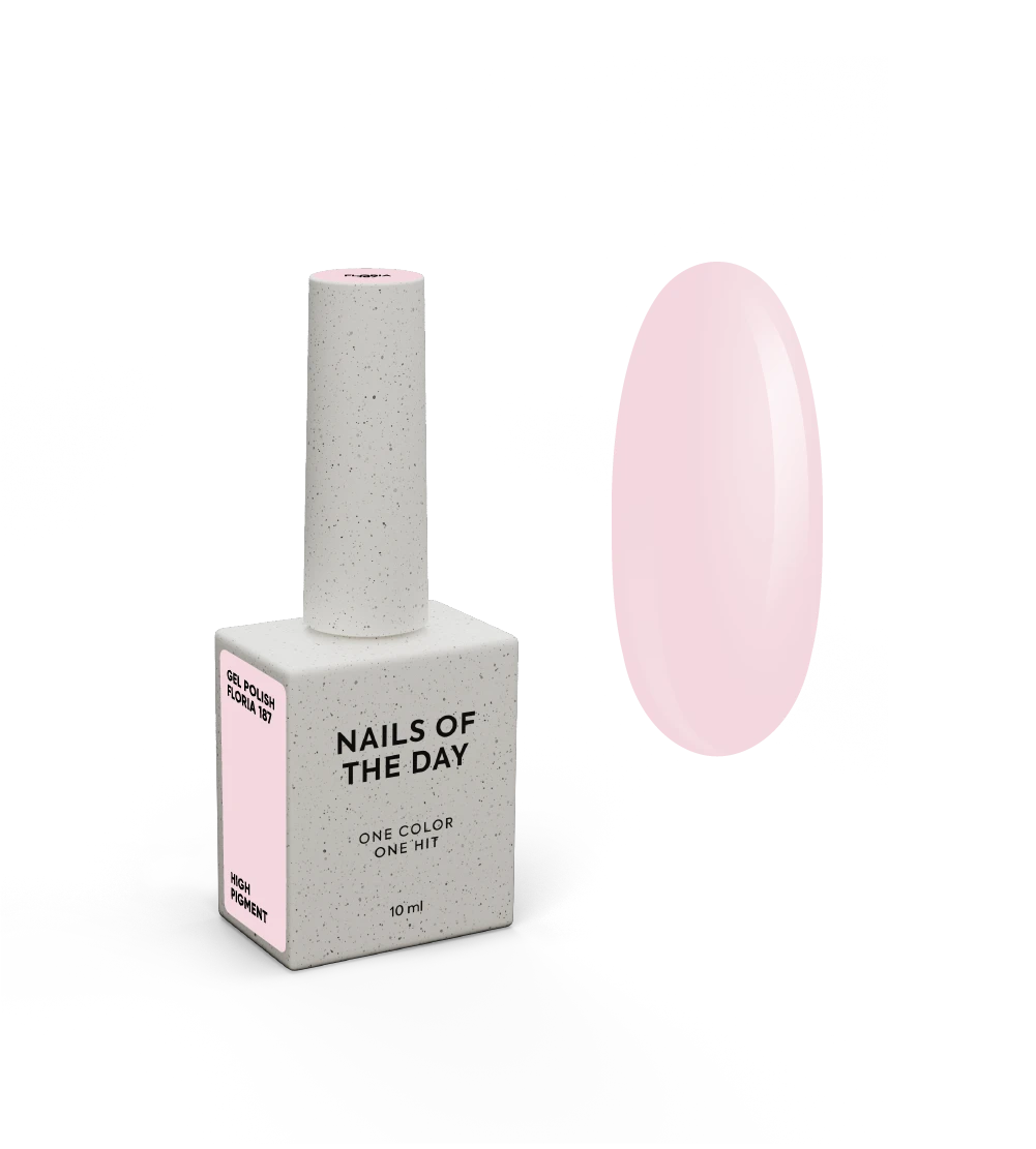 NAILSOFTHEDAY Gel polish Floria 187 — пастельно-рожевий гель-лак, що перекривається в один шар, 10 мл