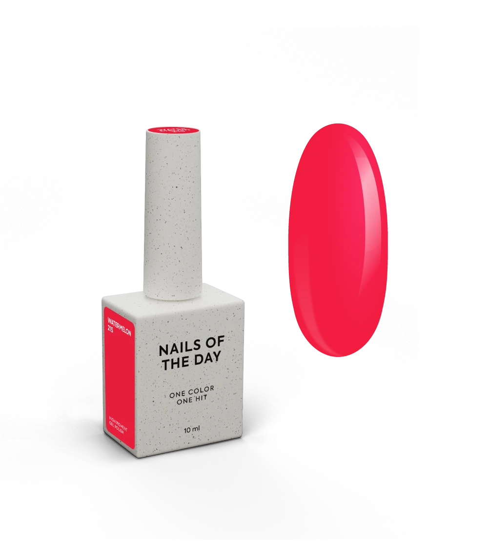 NAILSOFTHEDAY Gel Polish Watermelon — насичений коралово-червоний гель-лак, що перекривається в один шар, 10 мл