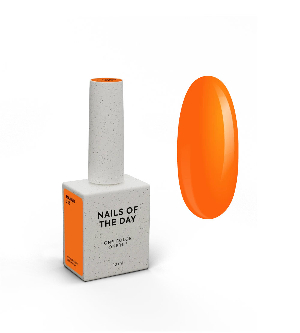NAILSOFTHEDAY Gel Polish Mango — неоново-помаранчевий гель-лак, що перекривається в один шар, 10 мл