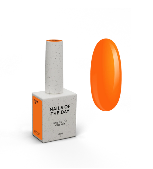 NAILSOFTHEDAY Gel Polish Mango — неоново-помаранчевий гель-лак, що перекривається в один шар, 10 мл