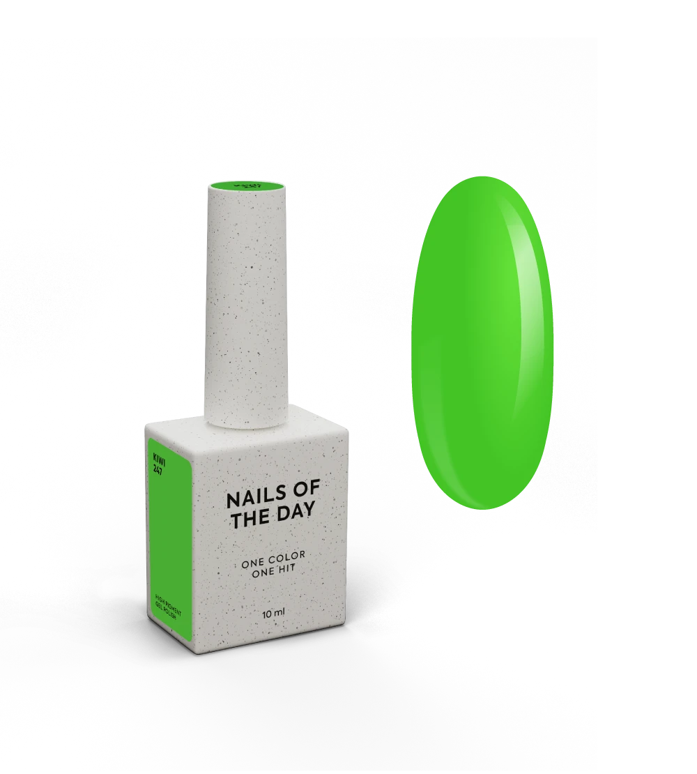 NAILSOFTHEDAY Gel Polish Kiwi — неоново-зелений гель-лак, що перекривається в один шар, 10 мл
