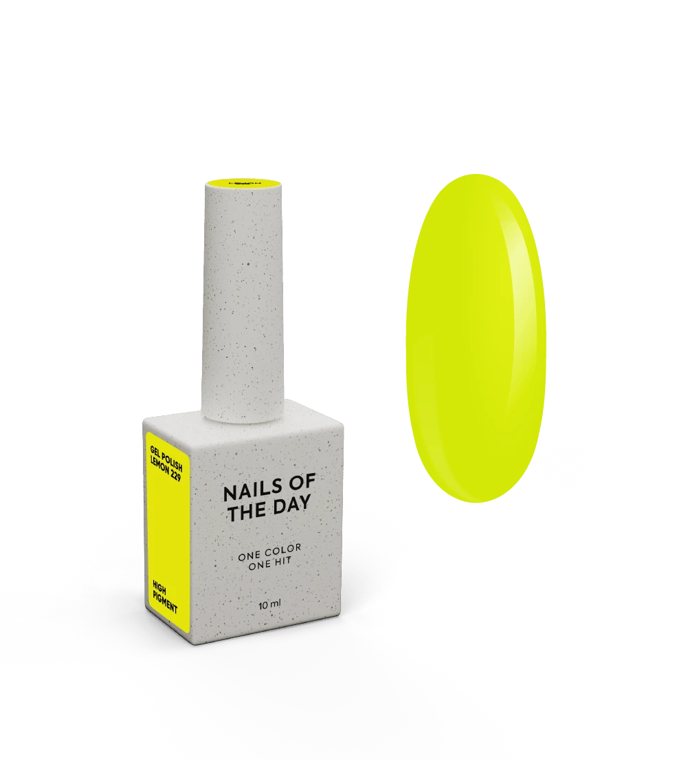 NAILSOFTHEDAY Gel Polish Lemon 229 – особливий неоново-лимонний гель-лак, що перекривається в один шар, 10 мл