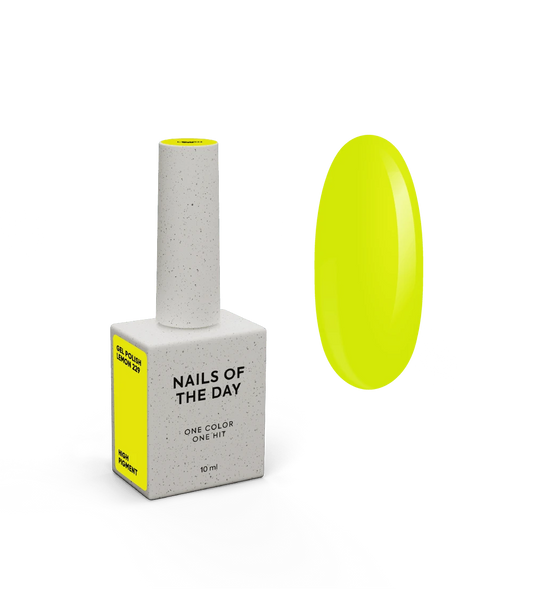 NAILSOFTHEDAY Gel Polish Lemon 229 – особливий неоново-лимонний гель-лак, що перекривається в один шар, 10 мл