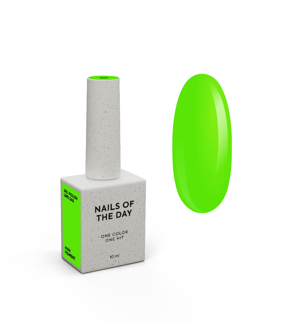 NAILSOFTHEDAY Gel Polish Lime – особливий неоново-салатовий гель-лак, що перекривається в один шар, 10 мл
