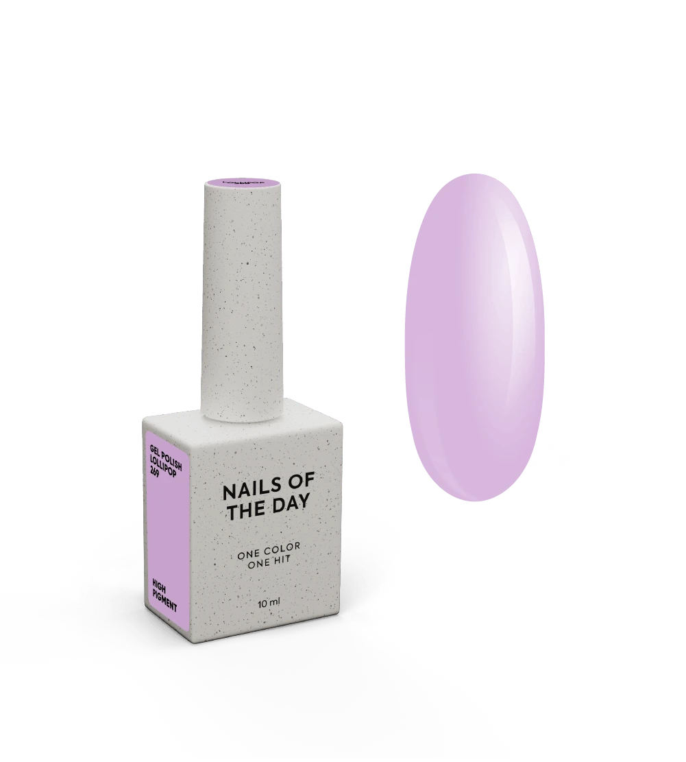 NAILSOFTHEDAY Gel Polish Lollipop — ліловий пастельний гель-лак для нігтів, що перекриває в один шар, 10 мл