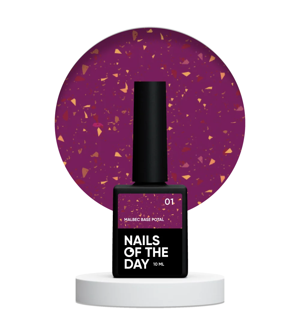 NAILSOFTHEDAY Malbec base potal 01 – фантастично-вітражна база з золотою поталлю, 10 мл