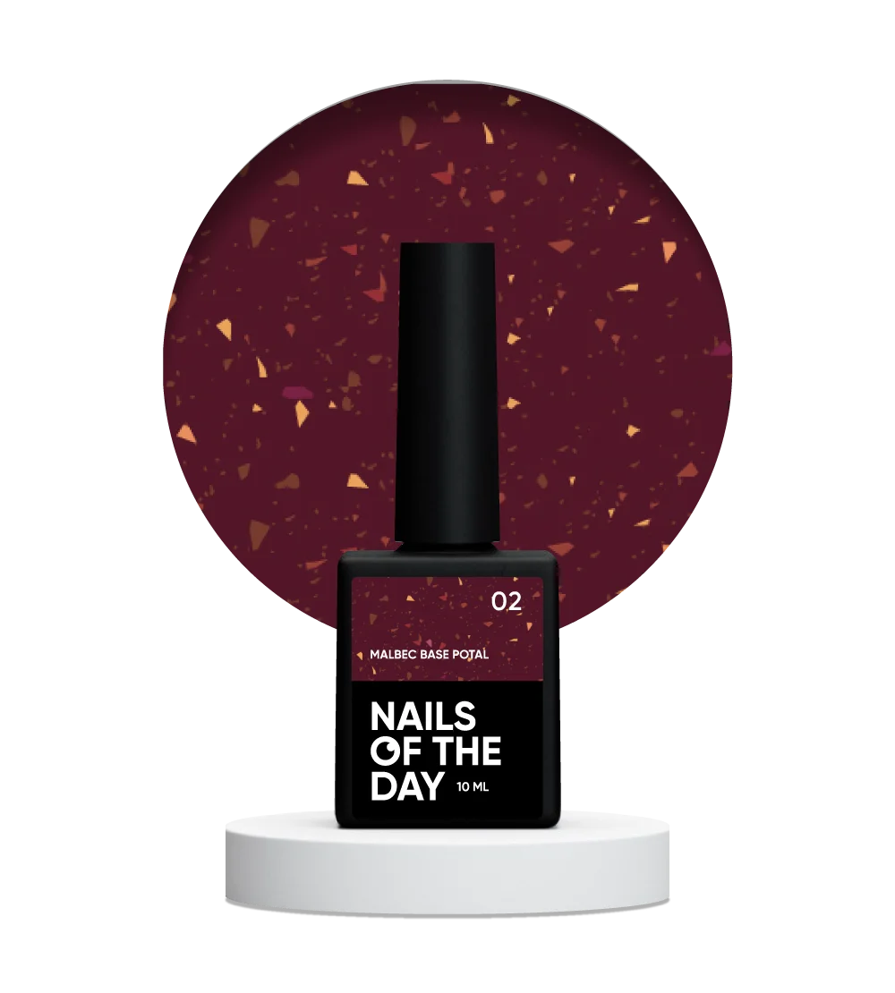 NAILSOFTHEDAY Malbec base potal 02 – фантастично-вітражна база з золотою поталлю, 10 мл