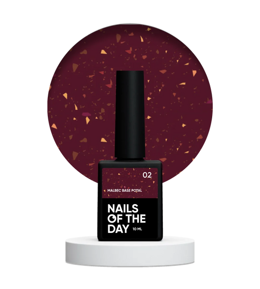 NAILSOFTHEDAY Malbec base potal 02 – фантастично-вітражна база з золотою поталлю, 10 мл