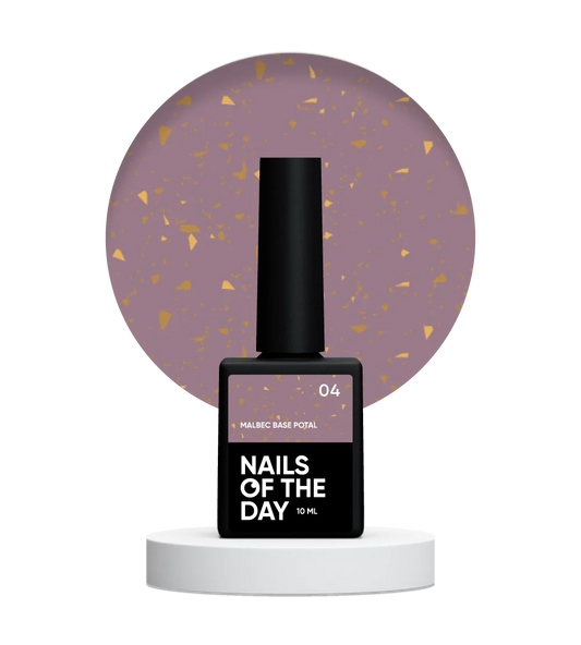 NAILSOFTHEDAY Malbec base potal 04 – фантастично-вітражна база з золотою поталлю, 10 мл