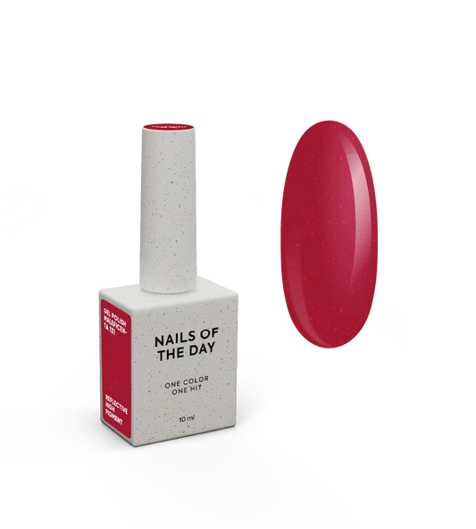 NAILSOFTHEDAY Gel Polish Maleficenta 131 — темно–червоний світловідбиваючий гель-лак для нігтів, що перекриває в один шар, 10 мл