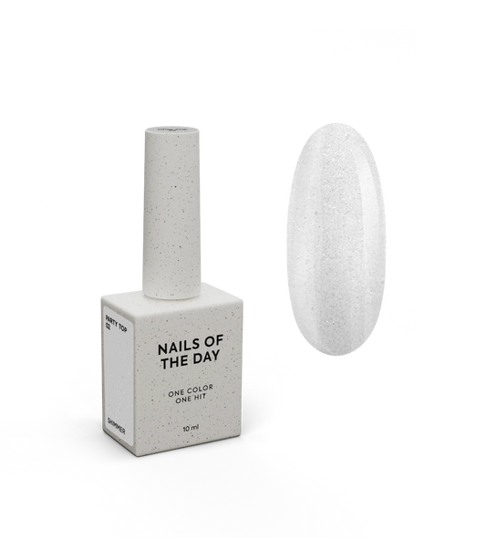 NAILSOFTHEDAY Party top 02 — прозорий з дрібним шиммером без липкого шару для нігтів, 10 мл