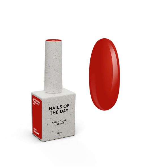 NAILSOFTHEDAY Gel Polish Penelopa 141 — глубокий червоний гель-лак для нігтів, що перекриває в один шар, 10 мл