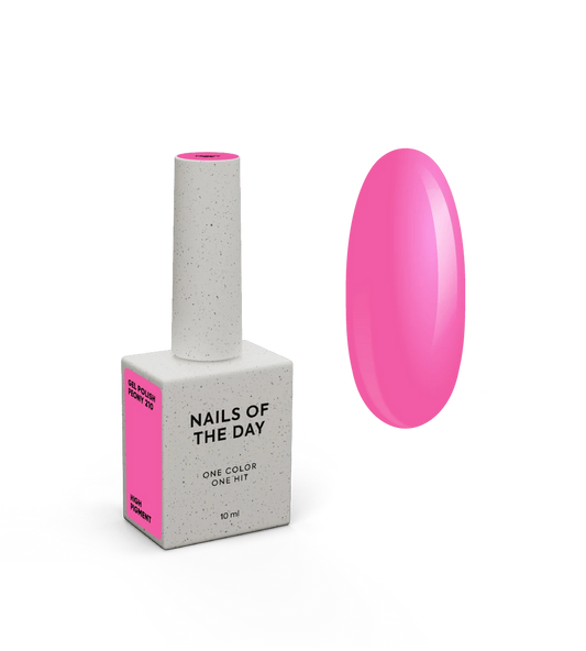 NAILSOFTHEDAY Gel Polish Peony 210— теплий насичений рожевий гель–лак для нігтів, що перекриває в один шар, 10 мл