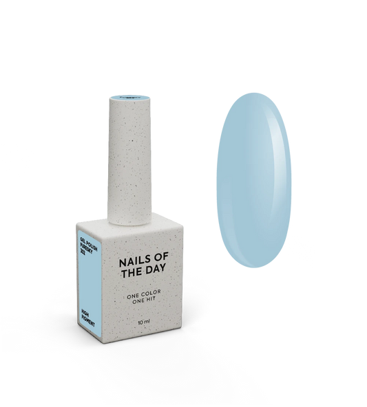 NAILSOFTHEDAY Gel polish Puresky 302 — пастельно-блакитний гель-лак, що перекривається в один шар, 10 мл