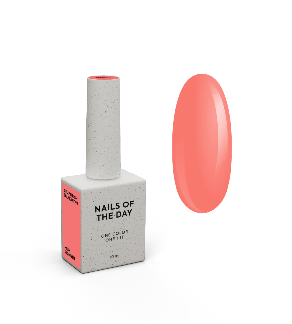 NAILSOFTHEDAY Gel Polish Salmon 193 — лососевий гель-лак, що перекривається в один шар, 10 мл