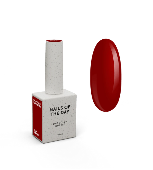 NAILSOFTHEDAY Gel Polish Scarlet — червоно-багряний гель-лак, що перекривається в один шар, 10 мл