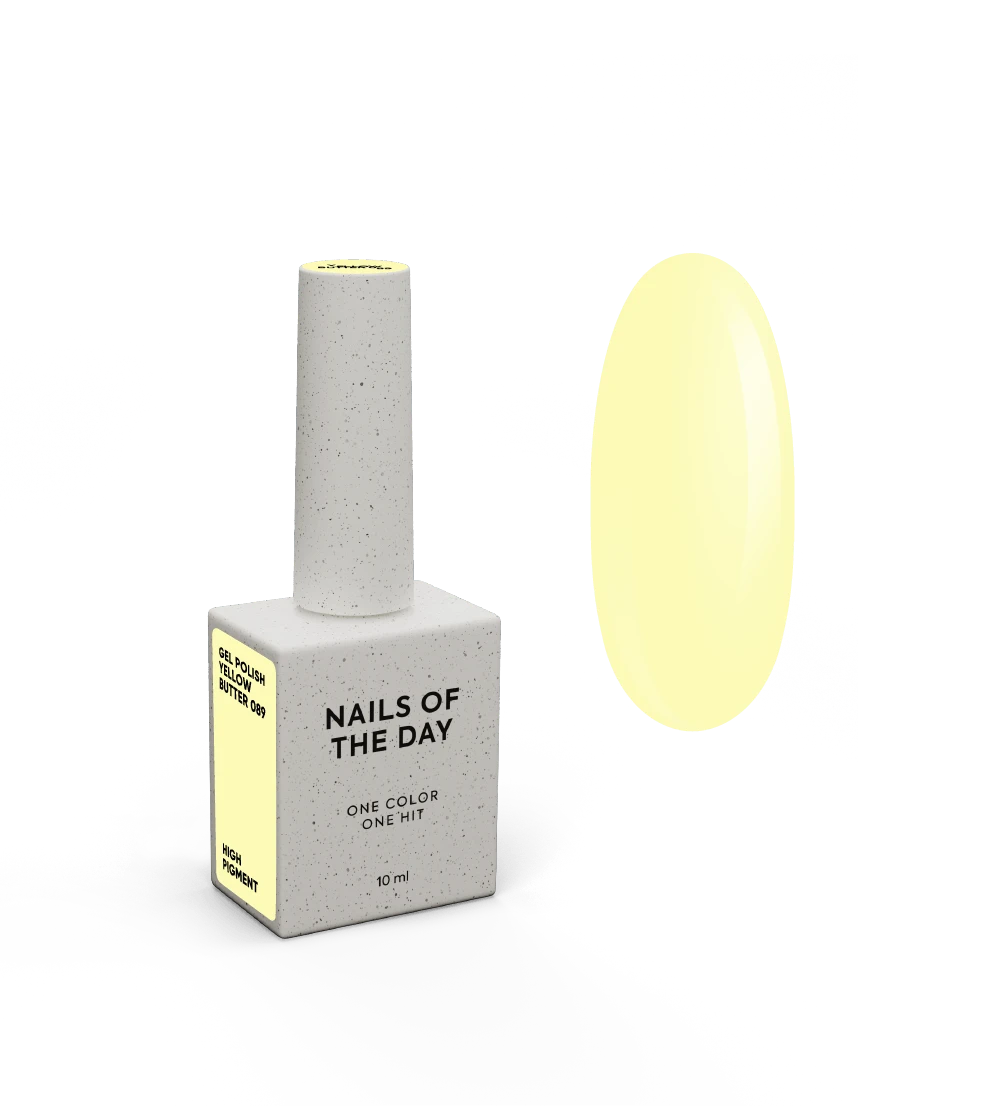 NAILSOFTHEDAY Gel Polish Yellow Butter — пастельно-жовтий гель-лак, що перекриває в один шар, 10 мл