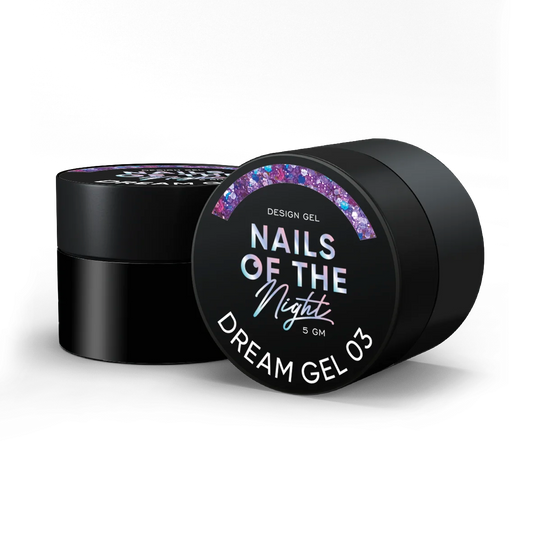 NAILSOFTHENIGHT Dream gel 03 — дизайн гель з неймовірними шестигранниками різного розміру та глітеру для нігтів, 5 гм